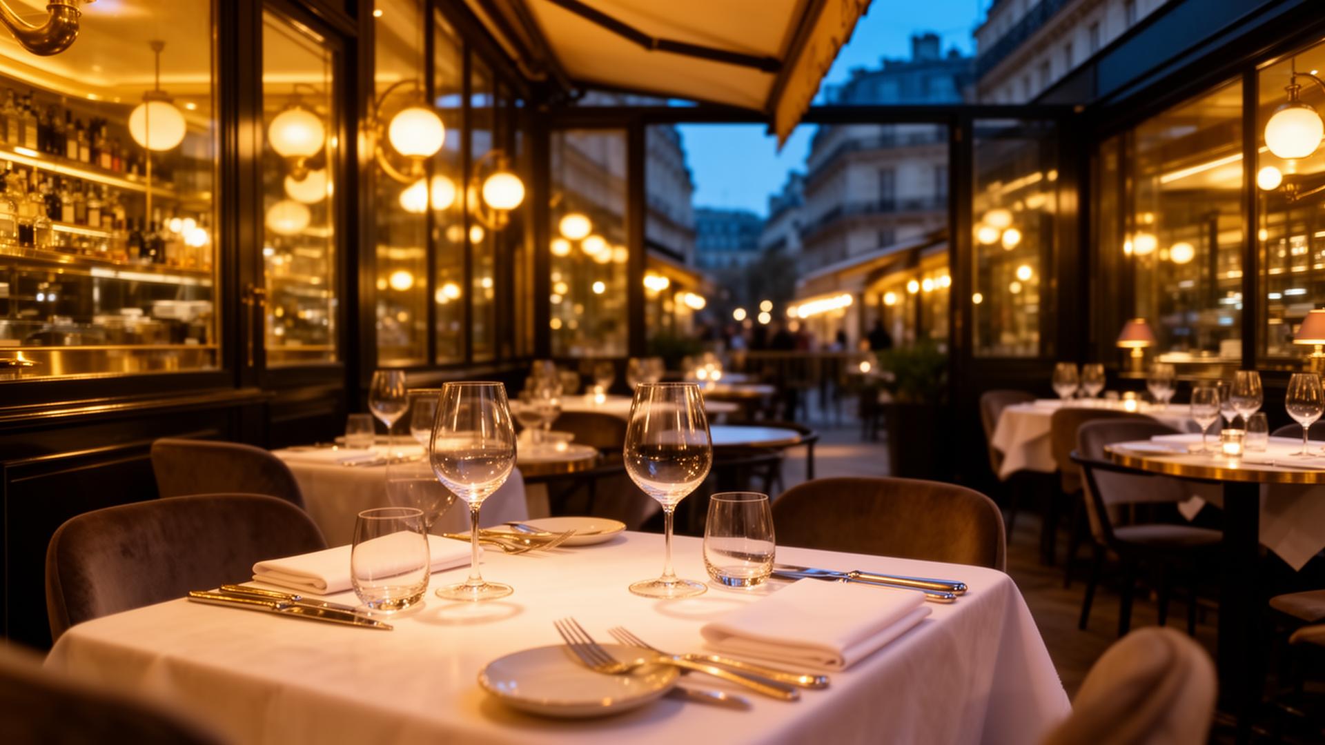 Bistro parisien à la tombée du jour
